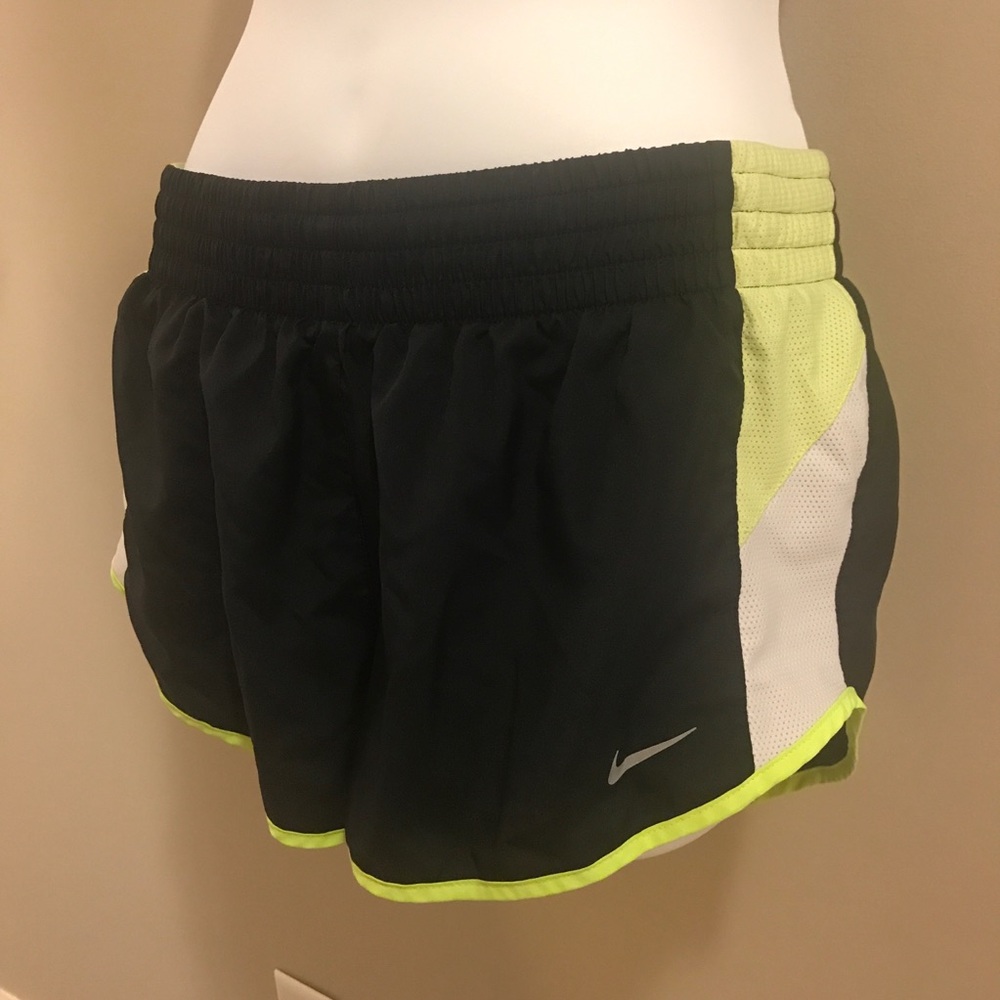 Nike Dri Fit Running Shorts Black Neon Yellow M